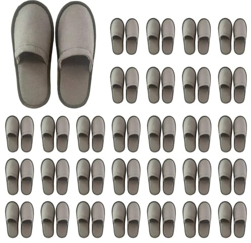 30 par disponibla tofflor för gäster, bulkhotell tofflor spa tofflor stängda tå toe toe för kvinnor män hotell spa resor inomhus skolöst hembröllop