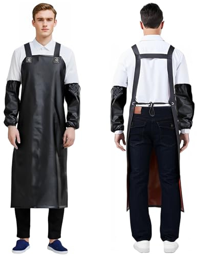 Jortmrd Grembiule Impermeabile 110x80cm Resistente a Olio e Sostanze Chimiche Grembiule in Gomma Regolabile Grembiule da Lavoro per Chef Macellaio Barbiere Giardinaggio Laboratorio Lavastoviglie