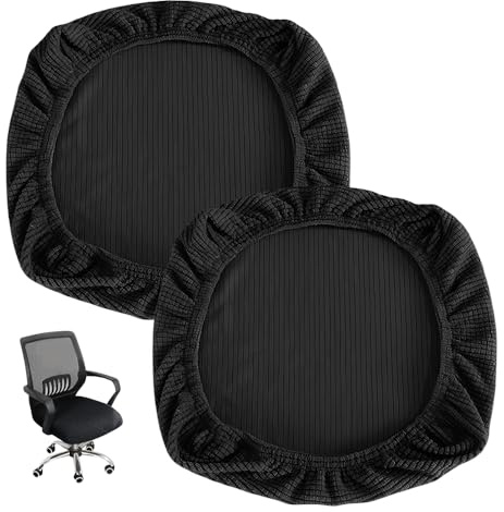 HMCEY 2 Pezzi Coprisedia Elasticizzati,Copri Sedia da Ufficio,Copri Seduta Sedie,Fodere per Sedies,Coprisedia Lavabile per Sedie da Ufficio,Coprisedie Universali Antimacchia,Office Chair Cover-Nero