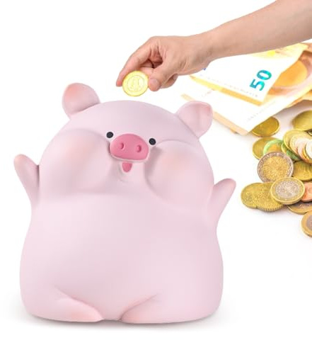 Salvadanaio a forma di maiale portafortuna, grazioso salvadanaio con apertura per banconote, risparmio di monete, decorazione per la stanza, regalo di compleanno per ragazze, ragazzi, adulti