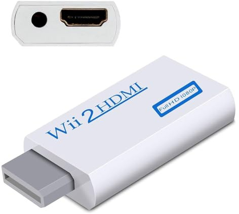 INF Adaptateur Wii vers HDMI 720/1080P HD avec Sortie Audio 3,5 mm pour Monitor Beamer TV (Blanc)