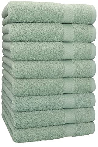 Betz 8 Stück Handtücher Set Größe 50 x 100 cm Handtuch Premium 100% Baumwolle (heugrün)