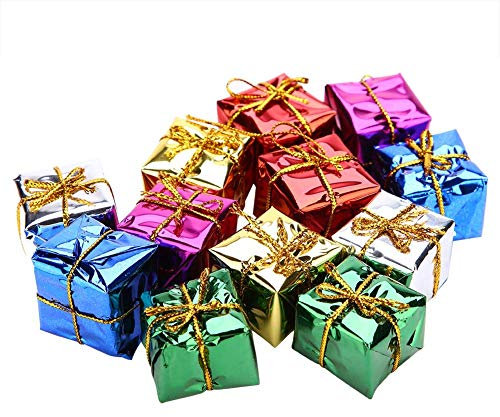 Mini Weihnachtsbaumschmuck, Geschenkbox Anhänger für Weihnachtsbaum, Mini Weihnachtsbaum Deko, Hängende Weihnachtsbaum, Mehrfarbige Weihnachtsgeschenkboxen Party Ornamente (12PCS)