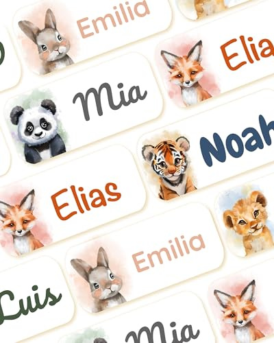 melu kids® - Etiquetas Adhesivas Personalizadas para Niños - Ideales para Ropa y Otros Artículos, Resistentes en Lavadora y Lavavajillas - 60 piezas