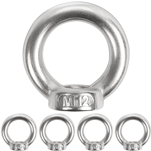 5 dadi ad anello M12, Leryati 304 in acciaio inox filettato, dadi ad anello, dadi ad anello, viti ad anello per fissare ornamenti sospesi, vasi di fiori, supporto per altalena, ecc.