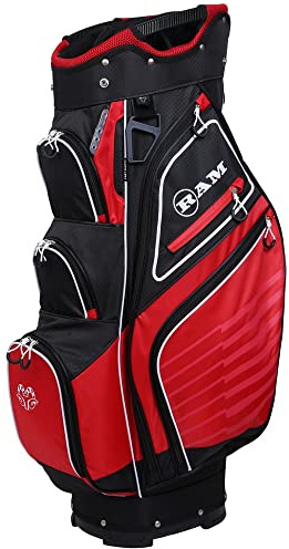 Ram Golf Accubar Cart/Trolley Bag with 14 Way Full Length Divider System, Black/Red