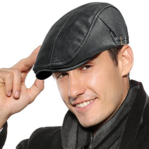 FEOYA Unisex de piel sintética (0104)pana (05) gorras planas, gorra de boina vintage para hombre, gorra de pico, gorra de pico de pato ajustable de cabbie, gorra de Gatsby de pico de otoño,