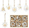 24pcs Wooden Christmas Tree Ornaments, 3D Wood Hollow Farmhouse Snowflake Reindeer Snowman Hanging Ornaments Winter Decoration Crafts for Xmas Party