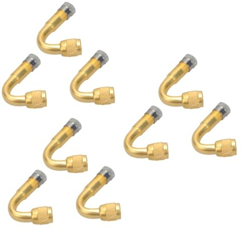 Vaguelly 9piezas Adaptadores De Extensión De Válvula De Neumático Curvados para Coches Camiones y Remolques Accesorios De Inflado De Duradero Dorado