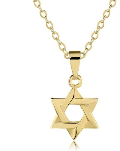 SURI Star of David Necklace for Women - Magen David Pendant in Gold-Filled or Silver Stainless Steel with Gift Box | Jewish Necklace Judaica Jewelry Gift for Women | Israel Star of David Necklace