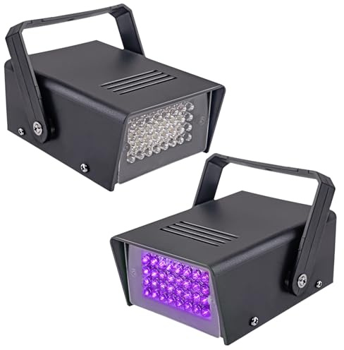 32 Led Strobe Lights Mini Strobe Light Adjustable Flashing Light Halloween Outdoor Strobe Light Machine for Party（2 pcs Violet Light）