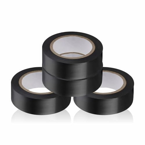 AL KAHF PVC Tape Heavy Duty Electrical Tapes Strong Adhesive Multipurpose PVC Insulation Tape For Insulating Repairing And Protecting Electrical Wires Cable Joints 15mm X 7 Metres Black (Pack of 4)