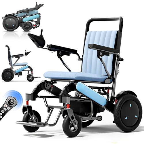 25KM Reichweite Elektrischer Rollstuhl Faltbar Leicht, Tragfähigkeit 200 kg, Rollstuhl Elektrisch Tragbarer für Erwachsene und Senioren, All Terrain Elektrorollstuhl, 500W motor,12ah