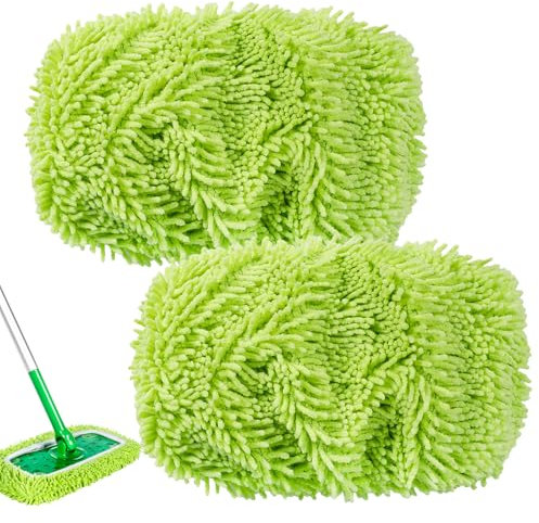 KEEPOW 2 Panni Lavabili in Microfibra per Swiffer Lavapavimenti, Riutilizzabili per Swiffer Scopa, Ideale per Pulizia Secca e Bagnata, Set di Prova