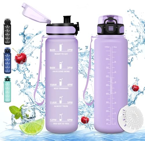 Vikaster Borracce ciclismo, Borraccia 1000ml, Senza BPA & Prova di Perdite, Borracce per Bambini, Adulto, Bici, Scuola, Ufficio, Yoga, Palestra, Campeggio