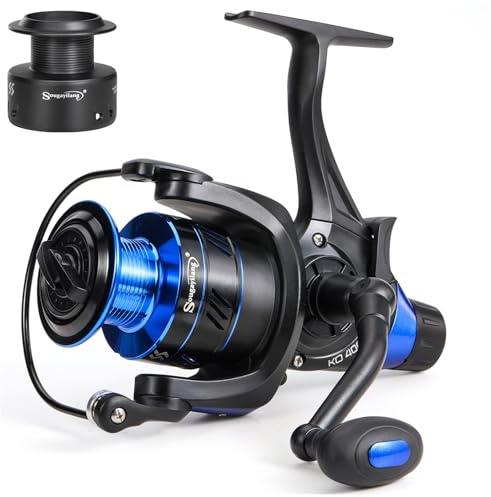 Sougayilang Carrete de pesca de carpa 13+1BB, carrete de pesca suave, potente carrete de pesca con carrete de repuesto-KOL40