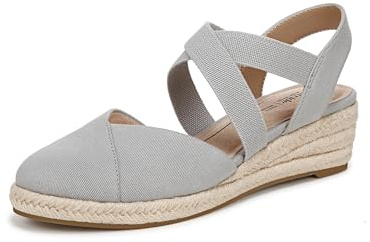 LifeStride Womens Kimball Espadrille Wedge Sandal Cloudy Grey 8.5 W
