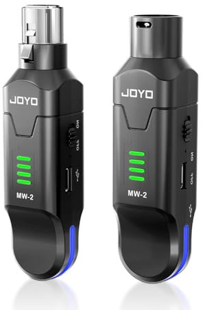JOYO 2.4GHz Wireless Microphone System 4-Channel XLR Transmitter & Receiver Dynamic/Phantom-Powered Condenser Mics Adapter for PA Systems, Live Sound, Audio Mixer, Church, Studio (MW-2)