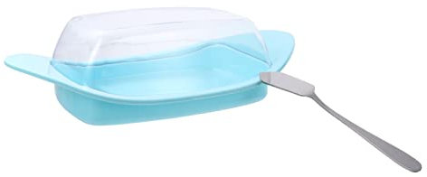 MYVVKIA Butter Keeper Container Cheese Butter Container Dish Storage Box with Lid and Scoop Cutter Butter Keeper Container Food Storage Butter Crock (Color : Red) (Blue)