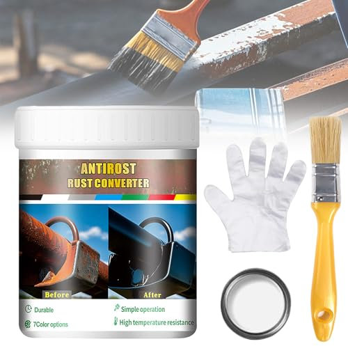 XUANXUANQZ Peinture Antirouille Résistante Aux Intempéries pour Métal, Peinture De Conversion De Rouille, Peinture Antirouille Universelle À Base d'eau avec Pinceau (Blanc,500G)