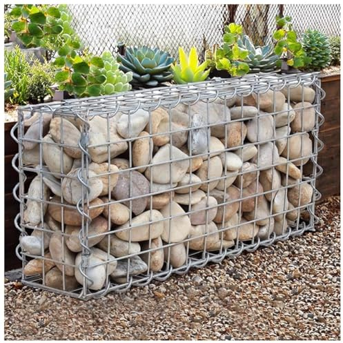 Gabion,Gabion Basket, Galvanized Steel Mesh Cage for Garden, Outdoor Landscape, Retaining Wall, Fencing, Rock or Stone Barrier, Gabion Raised Garden Bed(10x10cm-2x1x1m)
