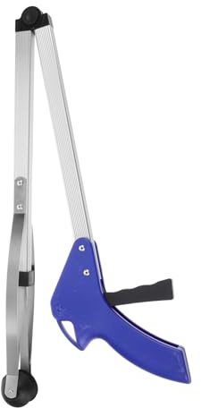 SOIMISS Pinza Recogedora Plegable de Aluminio con Mango Azul Herramienta Portátil para Basura y Desperdicios Jardín Fuerte Agarre para Recoger Papeles y Residuos Exteriores y Espacios