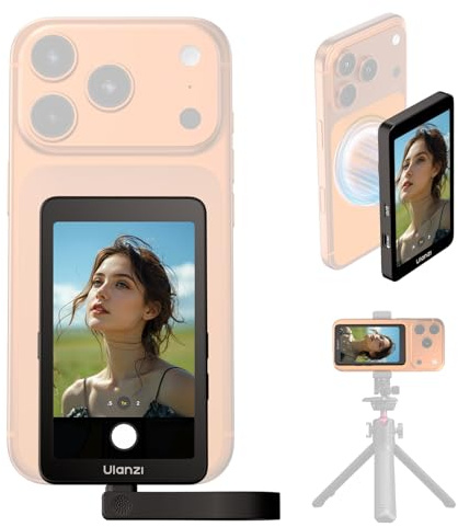 ULANZI VM1 Monitor Magnético para Selfie para Móvil, 4K 60 FPS Pantalla Magsafe para Vlog, Plug & Play, 3 Niveles de Brillo, USB-C 60W para iPhone 17-15, Cámara Trasera Android, TikTok Youtube
