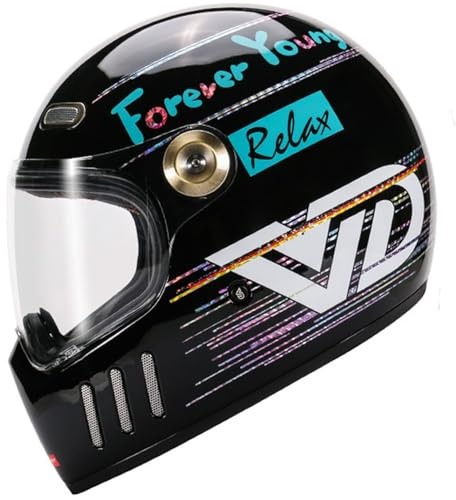 Caschi Integrale Moto Retrò Per Adulti Uomini Donne Casco Integrali Moto Scooter Omologato DOTECE Con Visiera Casco Crash Racing Caschi Integrale Motocross Integrato Comfor I,M=57~58CM