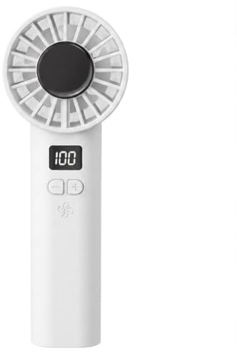 Genérico Ventilador de Mano Portátil, 1-199 Velocidades, Mini Ventilador Recargable USB 1200mAh, Pantalla LED, Ventilador Personal para Viajes, Oficina, Exterior, Blanco, Plateado (Blanco, 1, 1)