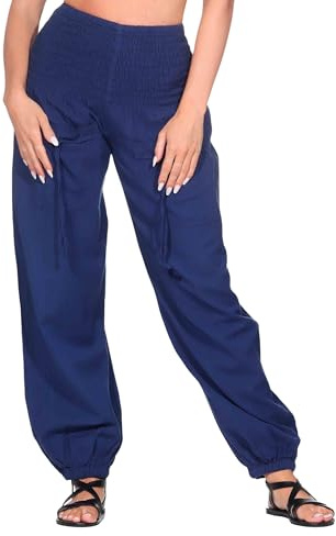 Yoga und Wellnesshose zum Wohlfühlen aus Baumwolle Hippie Goa Hose, Farbe:Blau