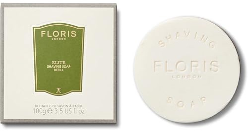 Floris London Elite Shaving Soap Refill (100g) | Hand Wrapped & Finely Milled | Mellow Scent | Contains Moisturising Shea Butter | Vegetable Base | Designed to Leave Skin Soft & Scented
