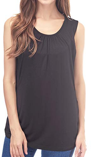 Smallshow Women's Maternity Nursing Tank Top Summer Sleeveless Breastfeeding Clothes,Black,XL