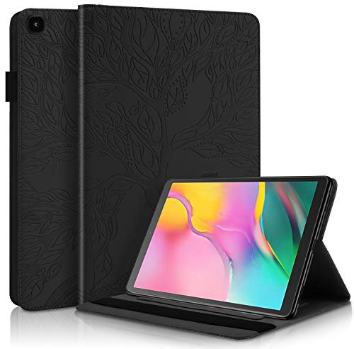 Succtop Hülle Galaxy Tab A 10.1 Zoll 2019 Schutzhülle PU Leder Taschehülle Flip Brieftasche Stand Tablet Hülle mit Kartenschlitz Stifthalter für Samsung Galaxy Tab A 2019 SM-T510 / SM-T515 Schwarz