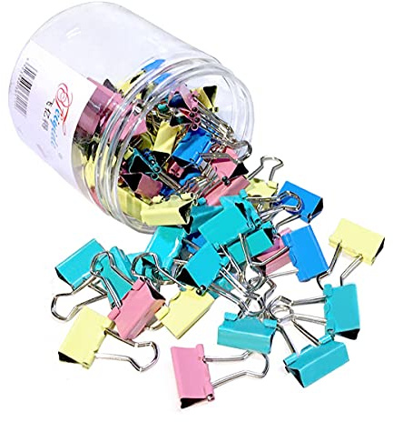 SyiXute 60 Pezzi Fermacarte Clip da 15 mm,Foldback Binder Clips,Clip Fermacarte Metallo per Ufficio Scuola Casa,Appunti Cancelleria Clip (Colore Casuale)