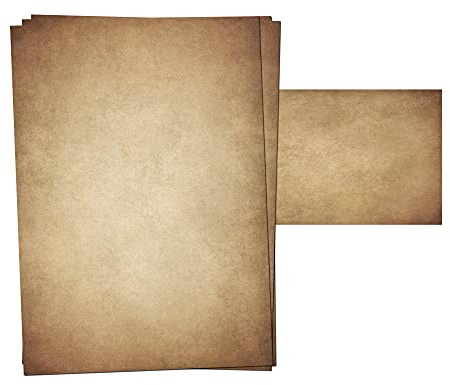 Presentou Brevpapper, tryckt på båda sidor, 120 gram papper, motivpapper, certifikatpapper, meny, kärleksbrev (vintage-mörkt, 25 + 25 ark + kuvert)