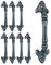 Relaxdays 6 x Möbelgriff Vintage, Türgriffe antik für Schränke, Schubladen, Schiebetüren, Gusseisen, Schrankgriffe, 20 cm, grau