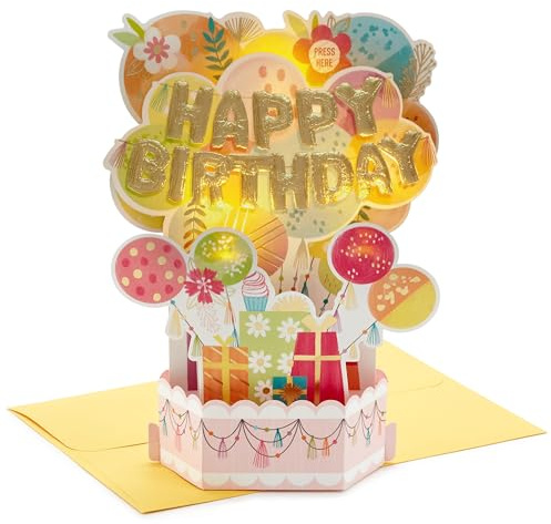 Hallmark Paper Wonder Musical Pop Up Birthday Card (Mylar Balloon Explosion, Plays Happy Birthday)
