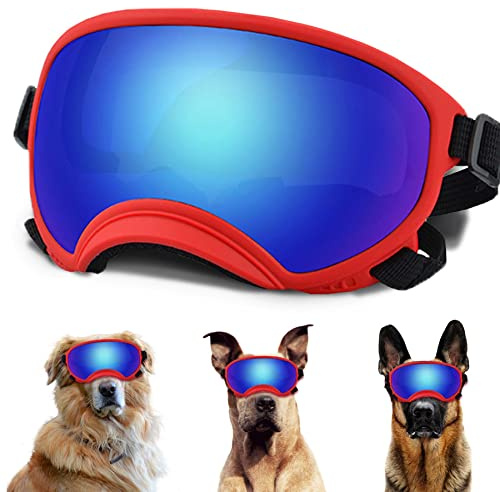 Large Dog Sunglasses, Dog Goggles with Adjustable Strap UV Protection Winproof Dog Puppy Sunglasses, Suitable for Medium-Large Dog Pet Glasses, Dogs Eyes Protection