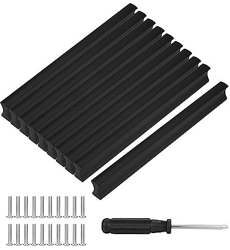 Lpraer 10 Stück Möbelgriffe Küchengriffe Küche Stangengriff Schrankgriffe 150mm Schubladengriffe Schwarze Türgriffe aus Aluminiumlegierung mit Schraubendreher, Lochabstand 128mm