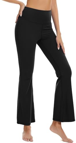 adorence Pantalón Yoga Mujer, Leggings Acampanados Mujer de Cintura Alta con Un Bolsillo, Bootcut Yoga Pants, Pantalones Acampanados Ideales para Yoga y Uso Diario - Negro,3XL