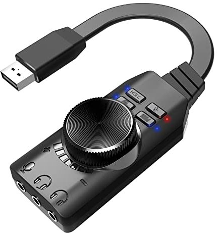 Sunydog GS3 USB Externe Soundkarte,virtueller 7.1-Kanal-Soundkarten-Adapter,Plug-and-Play mit Kopfhörer-Mikrofon-Anschlüssen,Lautstärkeregelung,Stummschaltung des Mikrofons,Soundeffekt-Upgrade-Version