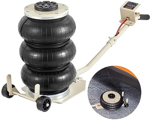 VEVOR Pneumatischer Wagenheber Air Jack 3 t, Weiß Dreifachbeutel-Luftheber 140-450 mm Hubhöhe Airbag Luftwagenheber mit langem Griff, 5 Minuten Hub Luftheber Wagenheber für SUV, LKW, Pkw usw.