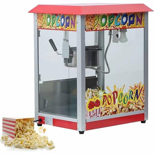 DDZJTPP Machine à Pop-Corn électrique Commerciale 1300w avec Couvercle en Verre Trempé Et Revêtement Antiadhésif, Machine à Pop-Corn Automatique à Air Chaud pour La Maison