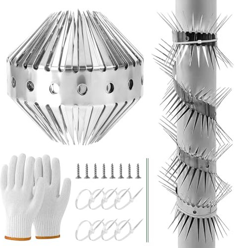 Marderschutz Fallrohr Edelstahl 150Cm,Marderabwehr Stacheldraht Fallrohrschutz,KatzenabwehrgüRtel Kann Geschnitten Werden,Marderabwehr Dachrinne für Haus, Dachrinne, Baum