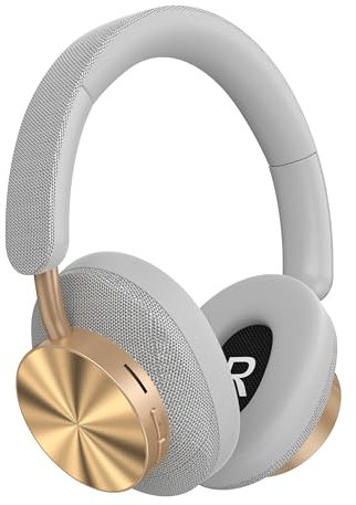 Next Destination Auriculares Inalámbricos de Diadema Bluetooth 5.3, Bajo Potente, Batería 40H, Ajustables, Deportivo, Cancelación de Ruido, Cascos Supraaurales Wireless Headphones Over-Ear Gris