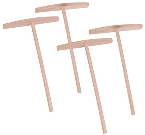MAGICLULU Lot de 4 Spatules en Bois pour Crêpes et Pancakes sans Bavure, Ustensiles Cuisine Créatifs en Bois Beige, pour Cuisson et Pâtisserie Cuisine
