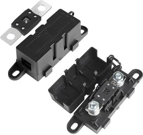 EFUTURETIME 2 pezzi. Portafusibile Mega con 2 Fusibili Mega 50A Portafusibili Mega Imbullonati M8 ANM per Auto Barca Moto Caravan Camion
