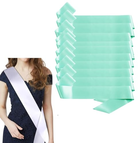 HSTWODE 10 Stück Schärpe Leere Schärpe Schärpe Bedrucken DIY Plain Satin Sash Individuelle Schärpe Blank Satin Schärpen Deko Schärpe Bride Für Hochzeit Party (Blaugrün)