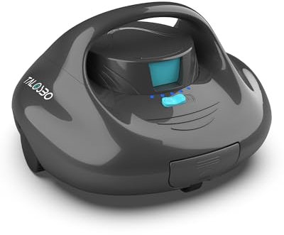 TALOSBO PLECO SE Robot Piscina, 130 Mins di Pulizia Potente, Motori a Doppia Trazione, Ricarica Rapida 2.5H, per Piscine Fuori Terra/Interrate Fino a 80 m²