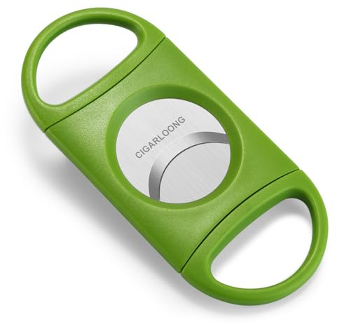 CIGARLOONG Tagliasigari in acciaio inossidabile e plastica, forbici a ghigliottina portatile, doppia lama, adatta per la maggior parte delle taglie (verde)